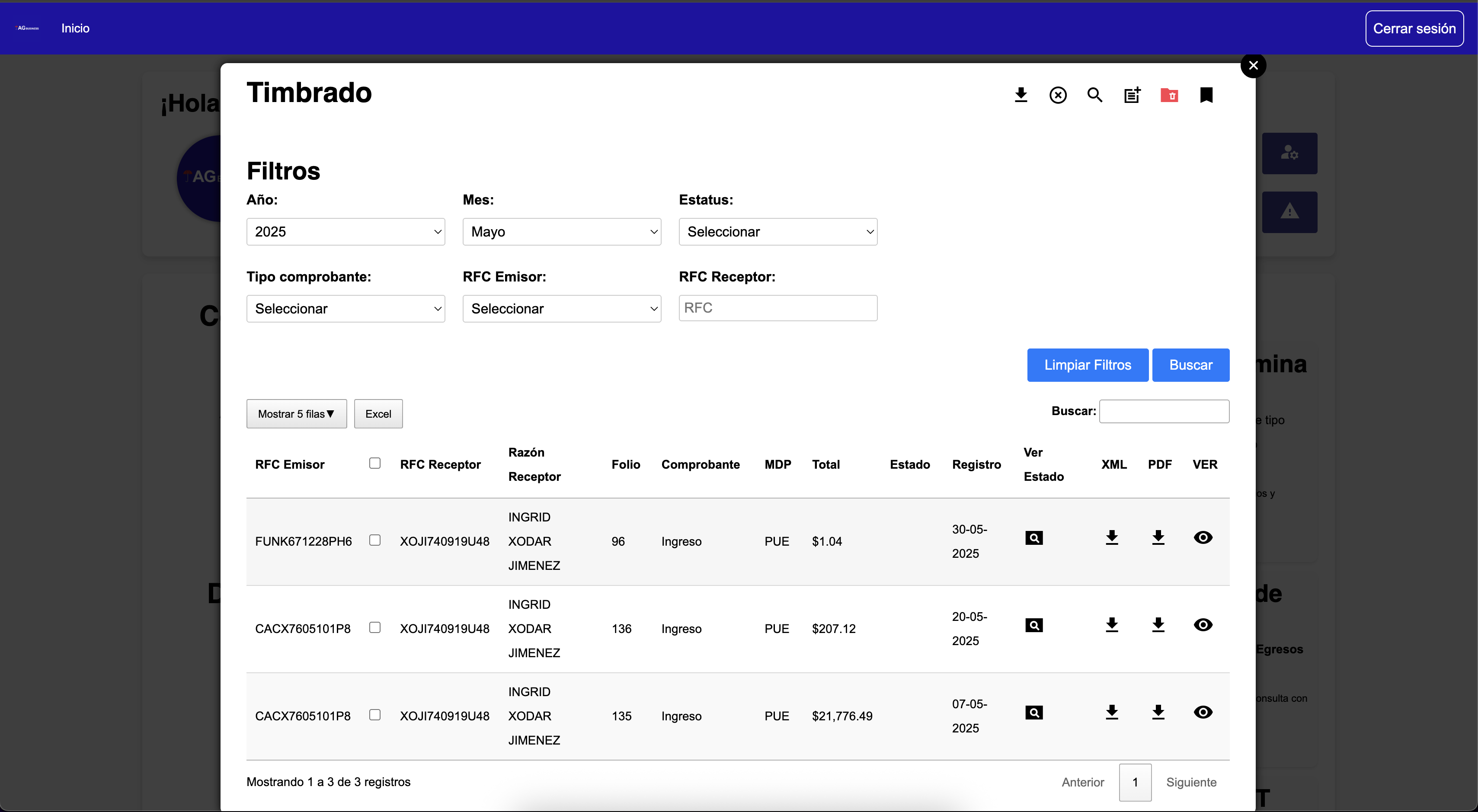 Sistema B4 dashboard
